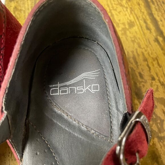 Dansko Sally Mary Jane Suede Leather Clogs Sz 40 (EU) Red Holiday - Picture 6 of 9